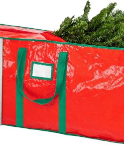 Handy Laundry Christmas Tree Storage Bag for 9 Foot Artificial Tree – Heavy Duty Waterproof Tarp. Reinforced Handles. Double Zipper. Protects from Dust & Moisture. Spacious Holiday Décor Storage. Red