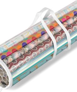 Whitmor 6044-4924 Clear Gift Wrap Organizer - Zippered Storage for 25 Rolls