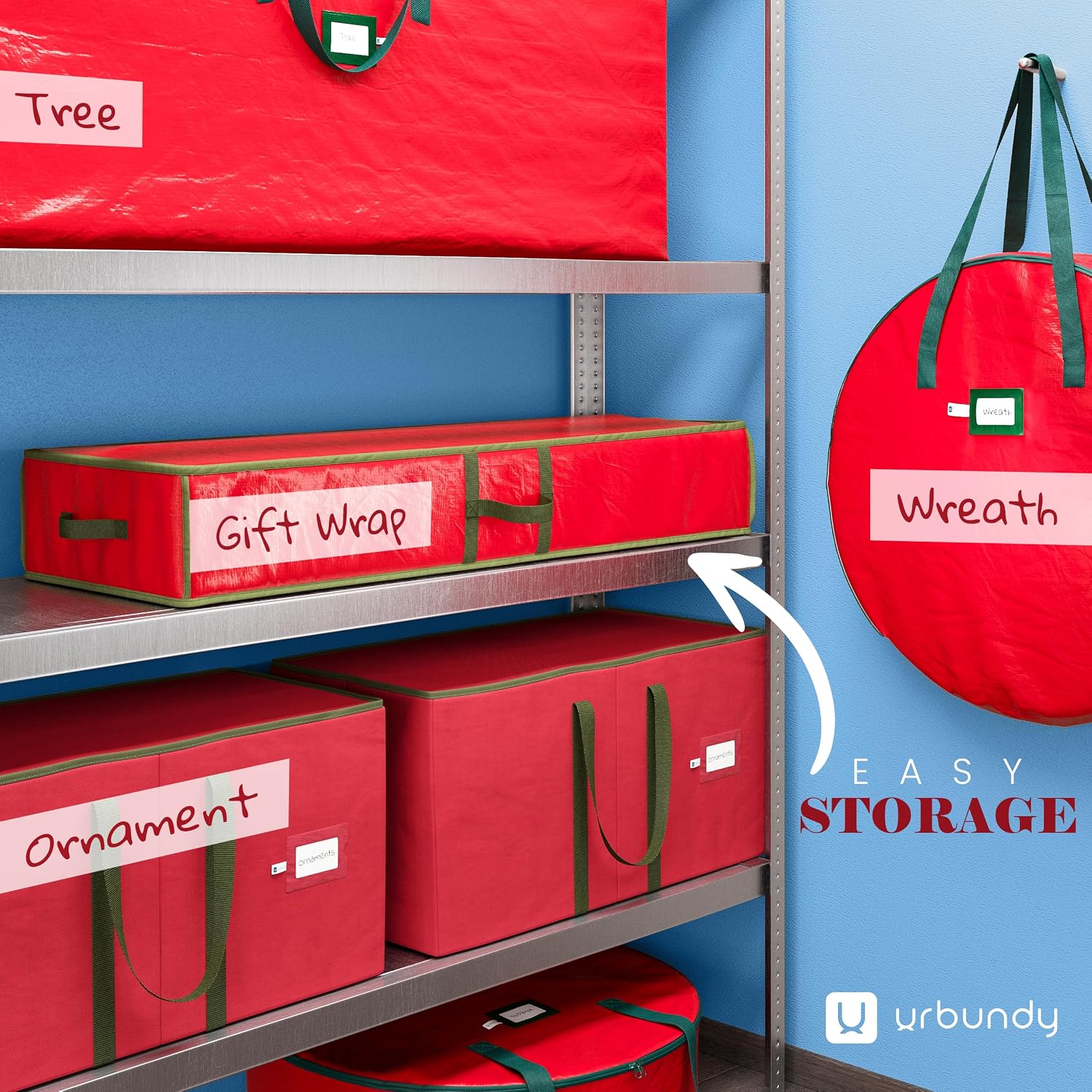 Heavy Duty Wrapping Paper Organizer Storage Bag Red - Christmas Storage Organizer For Wrapping Paper And Gift Bag Storage - Wrappings Papers Storages Container - Holiday Christmas Decorations - Image 7
