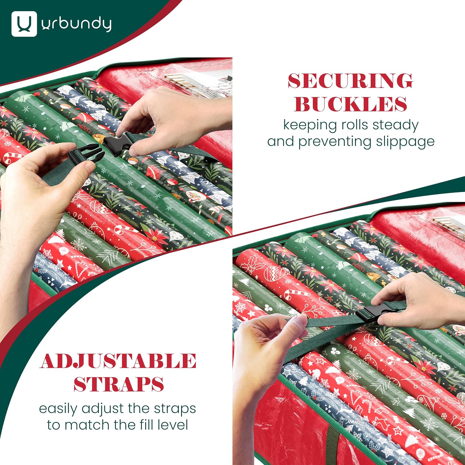 Heavy Duty Wrapping Paper Organizer Storage Bag Red - Christmas Storage Organizer For Wrapping Paper And Gift Bag Storage - Wrappings Papers Storages Container - Holiday Christmas Decorations - Image 6
